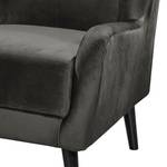 Fauteuil bergère Bellara Velours - Noir - Sans repose-pieds