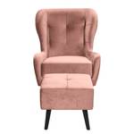 Ohrensessel Bellara Samt - Mauve - Mit Hocker