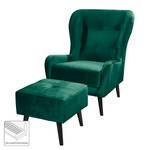 Oorfauteuil Bellara fluweel - Dennengroen - Met hocker