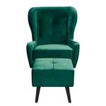 Oorfauteuil Bellara fluweel - Dennengroen - Met hocker