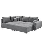 Ecksofa Andresito Strukturstoff - Lichtgrau - Ottomane davorstehend links - Mit Hocker