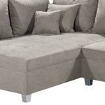 Ecksofa Andresito Strukturstoff - Schlamm - Ottomane davorstehend links - Ohne Hocker