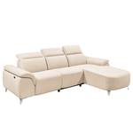 Ecksofa Verlaine Strukturstoff - Creme - Longchair davorstehend rechts