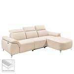 Ecksofa Verlaine Strukturstoff - Creme - Longchair davorstehend rechts