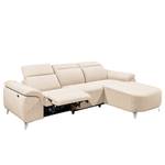 Ecksofa Verlaine Strukturstoff - Creme - Longchair davorstehend rechts