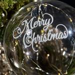 LED-Baumkugel Merry Christmas Glas - Transparent