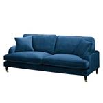 3-zits Bank Bethania met rollen fluweel - Velours Pauno: Blauw