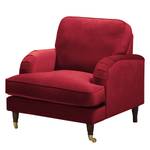 Fauteuil Bethania met rollen Velours Pauno: Rood