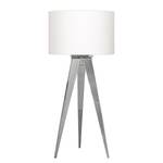 Lampe Tripod Coton / Acier inoxydable - 1 ampoule - Blanc / Acier inoxydable