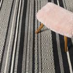 Tapis en laine Hudson Kelim Tissu - Noir - Noir