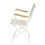 Chaise pliante Rom II Fer / Tissu mélangé / Teck massif - Blanc / Taupe