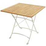 Table de jardin pliante Rom I Fer / Teck massif - Marron / Blanc - Largeur : 80 cm