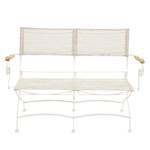 Banc de jardin Rom Fer / Tissu mélangé / Teck massif - Blanc / Taupe