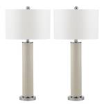 Lampes Deidra II (lot de 2) Coton / Imitation cuir - 1 ampoule - Beige