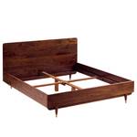 Massief houten bed Baxley massief acaciahout/metaal - acaciahout/goudkleurig