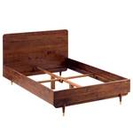 Massief houten bed Baxley massief acaciahout/metaal - acaciahout/goudkleurig