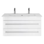 Meuble double vasque Venticello Blanc brillant - Largeur : 100 cm