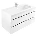 Meuble avec vasque Kali I Blanc / Blanc brillant - Largeur : 90 cm