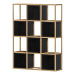 Open wandkast Harbin V massief acaciahout - zwart acaciahout/goudkleurig - Breedte: 65 cm