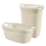 Paniers à linge Knit (2 éléments) Matière plastique - Beige clair