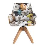 Gestoffeerde stoel Candelaria I draaibaar - massief eikenhout/vlakweefsel - Geel/grijs