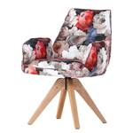 Gestoffeerde stoel Candelaria I draaibaar - massief eikenhout/vlakweefsel - Rouge/blauw