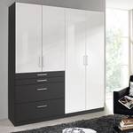 Armoire Homburg II Blanc / Gris métallisé - Largeur : 181 cm - Sans portes miroir