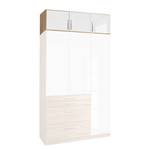 Rehausse pour armoire Homburg Blanc brillant / Imitation chêne de Sonoma clair - Largeur : 136 cm