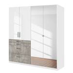 Armoire Homburg II Blanc / Gris clair - Largeur : 181 cm - Avec portes miroir