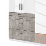 Armoire Homburg II Blanc / Gris clair - Largeur : 181 cm - Avec portes miroir