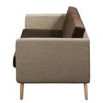 Sofa Croom I (3-Sitzer) Webstoff Fida / Samt Freda: Sand / Dunkelbraun