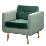 Fauteuil Croom Microfibre - Tissu Fida / Velours Freda: Vert menthe / Pétrole - Sans repose-pieds