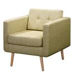 Fauteuil Croom microvezel - Geweven stof Fida: Beige groen - Zonder hocker