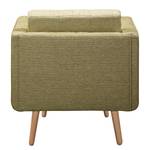 Fauteuil Croom microvezel - Geweven stof Fida: Beige groen - Zonder hocker