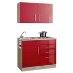 Single-Küchenzeile Toronto Hochglanz Rot - Breite: 100 cm - Kochplatte