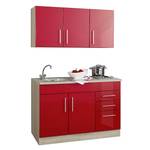 Single-Küchenzeile Toronto Hochglanz Rot - Breite: 120 cm - Kochplatte