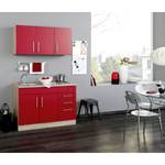 Single-Küchenzeile Toronto Hochglanz Rot - Breite: 120 cm - Kochplatte