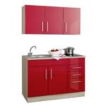Single-Küchenzeile Toronto Hochglanz Rot - Breite: 120 cm - Glaskeramik