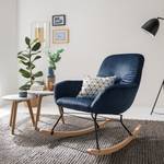 Rocking chair Miles Velours / Hêtre massif - Bleu / Noir