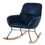 Rocking chair Miles Velours / Hêtre massif - Bleu / Noir