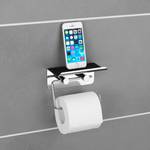 Wc-papier- & smartphonehouder Grude Zilver - Metaal - Plastic - 14 x 12 x 7 cm