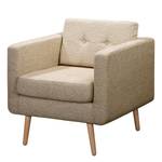 Fauteuil Croom microvezel - Geweven stof Fida: Zand - Met hocker