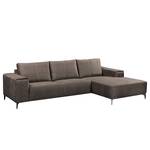 Ecksofa Mazy Microfaser - Steingrau - Longchair davorstehend rechts