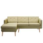 Hoekbank Croom microvezel - Geweven stof Fida: Beige groen - Longchair vooraanzicht links - Zonder hocker