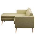 Hoekbank Croom microvezel - Geweven stof Fida: Beige groen - Longchair vooraanzicht links - Zonder hocker