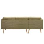 Hoekbank Croom microvezel - Geweven stof Fida: Beige groen - Longchair vooraanzicht links - Zonder hocker