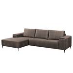 Ecksofa Mazy Microfaser - Steingrau - Longchair davorstehend links