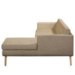 Ecksofa Croom Webstoff Fida: Sand - Longchair davorstehend rechts - Ohne Hocker