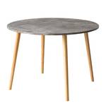 Eettafel Lemmie Massief rubberboomhout - betonnen look/rubberboomhout - Diameter: 110 cm