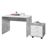 Bureau Longfaye Blanc / Imitation béton - Largeur : 106 cm